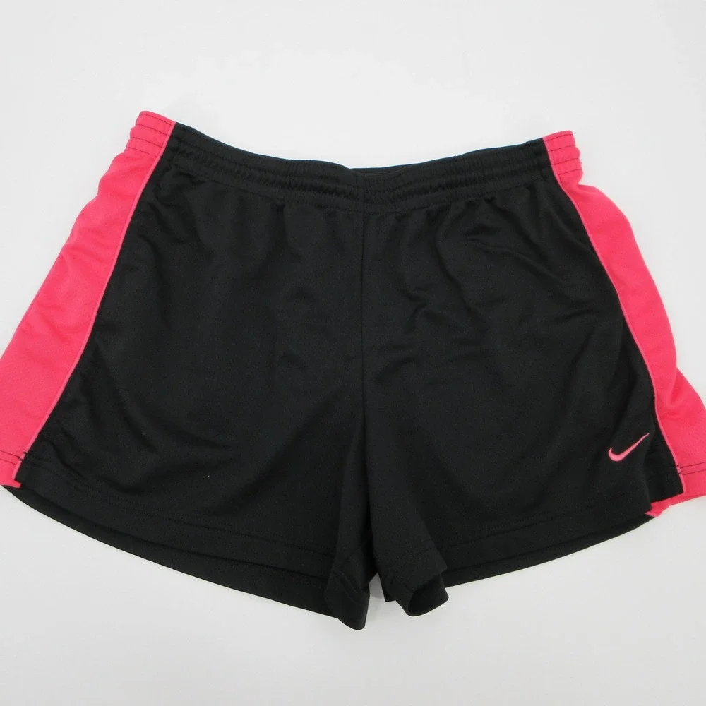 Nike Womens Athletic Shorts Large Black Pink Mesh Running Training Gym Workout